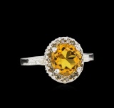 14KT White Gold 2.35 ctw Citrine and Diamond Ring