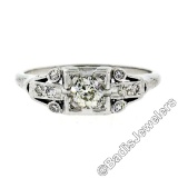 Art Deco Platinum 0.50 ctw Old European Diamond Engagement Ring