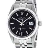 Rolex Mens Stainless Steel Black Index 36mm Datejust Wristwatch