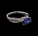 14KT White Gold 1.60 ctw Tanzanite and Diamond Ring