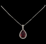 17.94 ctw Tourmaline and Diamond Pendant With Chain - 18KT White Gold