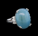 14KT White Gold 7.60 ctw Aquamarine and Diamond Ring