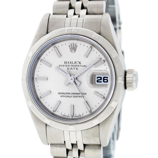 Rolex Ladies Stainless Steel Silver Index 26MM Oyster Perpetual Datejust Wristwa