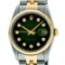 Rolex Mens 2 Tone Green Vignette Diamond 36MM Datejust Wriswatch