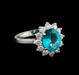 2.78 ctw Apatite and Diamond Ring - 14KT White Gold