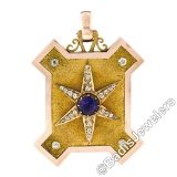 Victorian 15kt Gold 4.40 ctw Amethyst and Diamond Large Uniquely Shaped Locket P