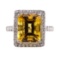 6.25 ctw Citrine and Diamond Ring - 14KT White Gold