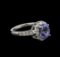 2.05 ctw Tanzanite and Diamond Ring - 14KT White Gold