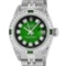 Rolex Ladies SSS Green Vignette Diamond Lugs & Emerald Datejust Wristwatch