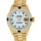 Rolex Ladies 18K Yellow Gold MOP Sapphire President Wristwatch With Rolex Box
