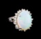 8.18 ctw Opal and Diamond Ring - 14KT White Gold