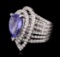 18KT White Gold 6.53 ctw Tanzanite and Diamond Ring