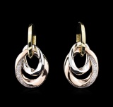 0.58 ctw Diamond Earrings - 14KT Tri-Color Gold