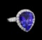 GIA Cert 7.70 ctw Tanzanite and Diamond Ring - 14KT White Gold