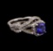 14KT White Gold 1.22 ctw Tanzanite and Diamond Ring and Guard