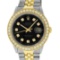 Rolex Mens 2 Tone 18K Black 1.9 ctw Diamond Datejust Wristwatch 36MM