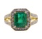 2.82 ctw Emerald and Diamond Ring - 18KT Yellow Gold