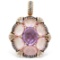 18k Rose Gold  10.30CTW Amethys and Rose Quartz and Brown Diamonds Pendant