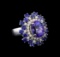 14KT White Gold 4.93 ctw Tanzanite, Sapphire and Diamond Ring