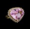 14KT Yellow Gold GIA Certified 18.42 ctw Kunzite and Diamond Ring