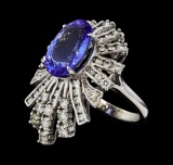 5.73 ctw Tanzanite and Diamond Ring - 14KT White Gold