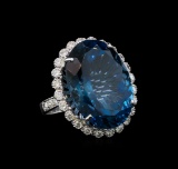 14KT White Gold 35.89 ctw Topaz and Diamond Ring