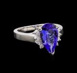 2.70 ctw Tanzanite and Diamond Ring - 14KT White Gold