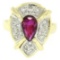 Vintage 18kt White and Yellow Gold 2.98 ctw Ruby and Diamond Cocktail Ring