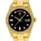 Rolex Mens 18K Yellow Black Diamond Lugs President Wristwatch With Rolex Box & A