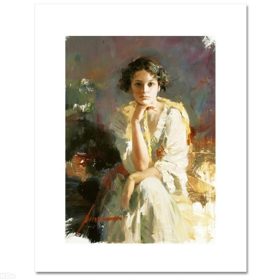 Pino (1931-2010), "Yellow Shawl" Limited Edition on Canvas, Numbered and Hand Si