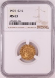 1929 $2.5 Indian Head Quarter Eagle Gold Coin NGC MS63