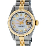 Rolex Ladies 2 Tone Quickset 18K Mother Of Pearl Diamond Oyster Perpetual 26mm D