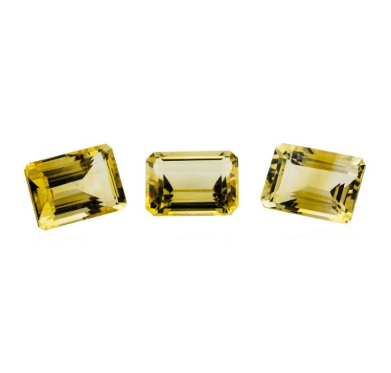 21.24 ctw.Natural Emerald Cut Citrine Quartz Parcel of Three