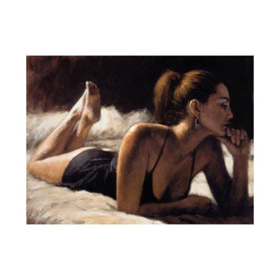 Fabian Perez, "Paola In Bed" Hand Textured Limited Edition Giclee on Board. Hand