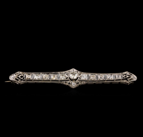 Platinum 1.70 ctw Diamond Brooch