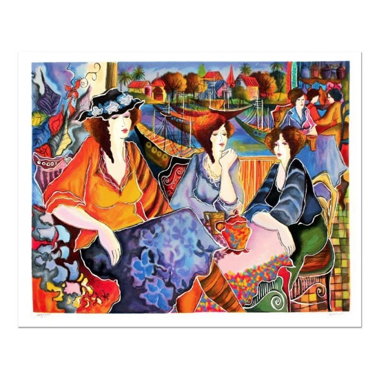 Patricia Govezensky, "Port Cafe Friends" Hand Signed Limited Edition Serigraph w