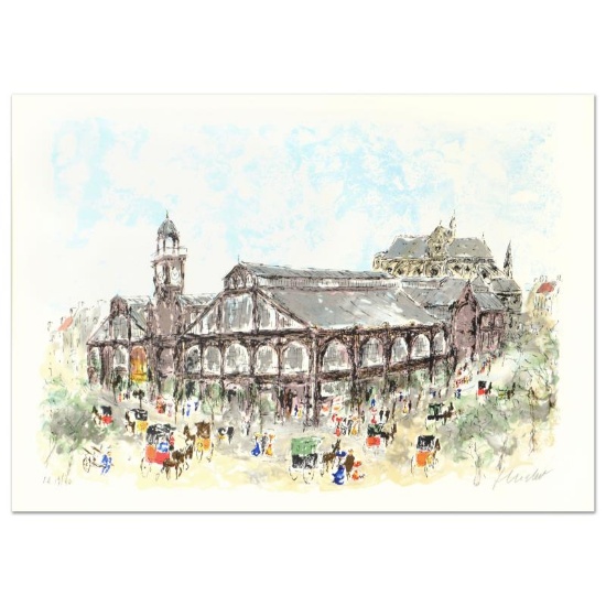 Urbain Huchet, "Les Halles" Limited Edition Lithograph, Numbered and Hand Signed