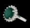 3.85 ctw Emerald and Diamond Ring - 14KT White Gold