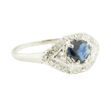 0.40 ctw Diamond and Sapphire Ring - 14KT White Gold