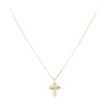 0.18 ctw Diamond Cross Pendant with Chain - 14KT Yellow and White Gold