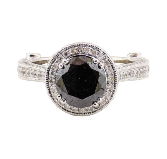 2.40 ctw Black Diamond and Diamond Ring - 14KT White Gold