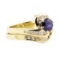 1.47 ctw Blue Sapphire And Diamond Ring And Band - 14KT Yellow Gold