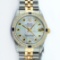Rolex Mens 2 Tone Mother Of Pearl Sapphire Oyster Perpetual Datejust Wristwatch