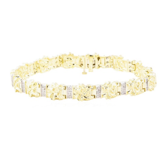 0.65 ctw Diamond Men's Nugget-Style Bracelet - 10KT Yellow Gold