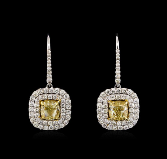 18KT Two-Tone Gold 5.81 ctw Diamond Earrings