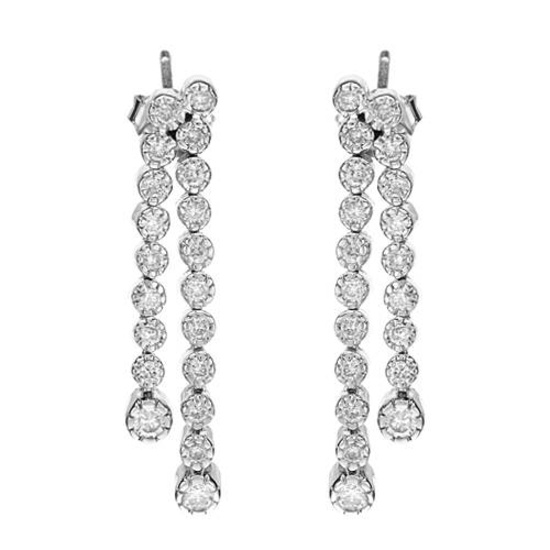 14k White Gold 0.98CTW Diamond Earrings, (I1-I2/H-I)