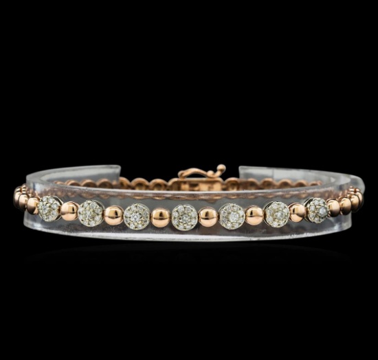 0.75 ctw Diamond Bracelet - 14KT Rose and White Gold