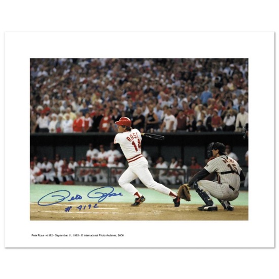 "Pete Rose 4192" Archival Photograph Featuring Pete Rose Hitting his Record Brea