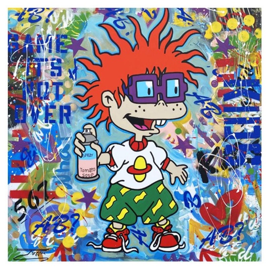 Jozza, "It's not over" Hand Signed Original Mixed Media on Canvas with COA.
