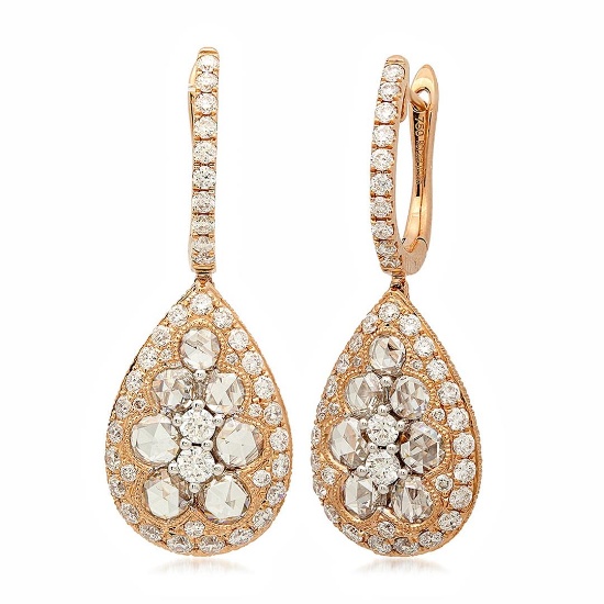 18k Rose Gold 2.29CTW Diamond Earrings, (VS/G)